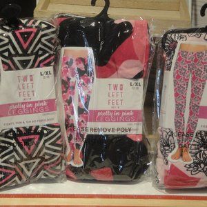 Two Left Feet 3 Pair Ladies Leggings 3 Different Patterns L/XL New in Package!!